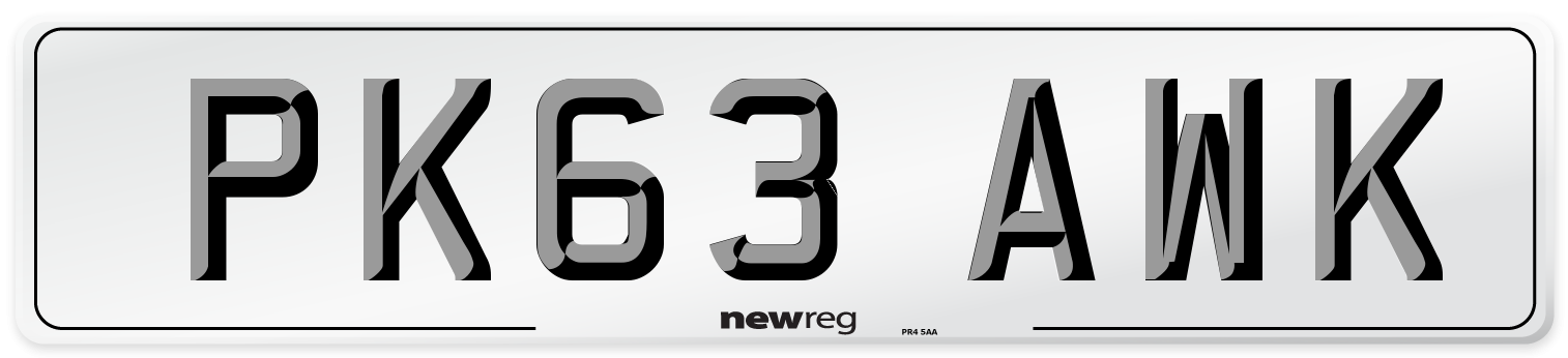PK63 AWK Number Plate from New Reg